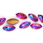 Cabochon din sticla, horse eye, 15x7 mm, AB, DarkRed