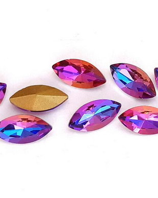 Cabochon din sticla, horse eye, 15x7 mm, AB, DarkRed