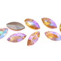 Cabochon din sticla, horse eye, 15x7 mm, AB, Gold