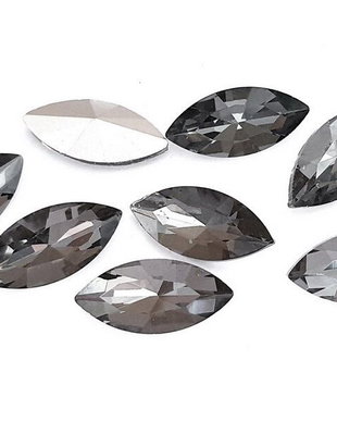 Cabochon din sticla, horse eye, 15x7 mm, Black Diamond