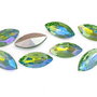 Cabochon din sticla, horse eye, 15x7 mm, AB, LightGreen