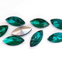 Cabochon din sticla, horse eye, 15x7 mm, verde smarald