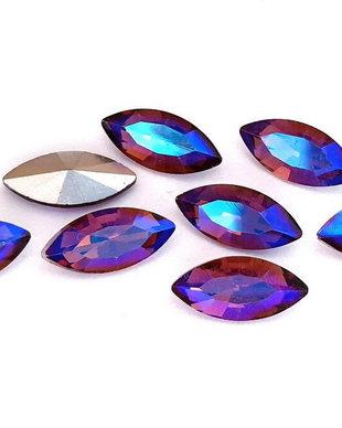 Cabochon din sticla, horse eye, 10x5 mm, Violet Blue