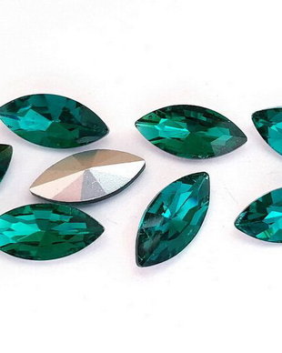 Cabochon din sticla, horse eye, 10x5 mm, verde smarald