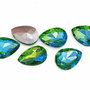 Cabochon din sticla, lacrima, 10x7 mm, AB, LightGreen