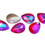 Cabochon din sticla, lacrima, 18x13 mm, AB, Red