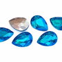 Cabochon din sticla, lacrima, 18x13 mm, AB, DeepSkyBlue