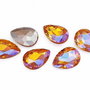 Cabochon din sticla, lacrima, 14x10 mm, AB, Gold