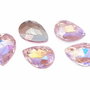 Cabochon din sticla, lacrima, 14x10 mm, AB, PearlPink