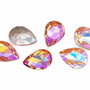 Cabochon din sticla, lacrima, 14x10 mm, AB, DarkSalmon