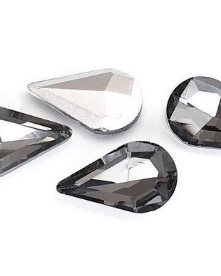 Cabochon din sticla, lacrima, 10x6 mm, Black Diamond
