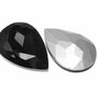 Cabochon din sticla, lacrima, 10x7 mm, negru