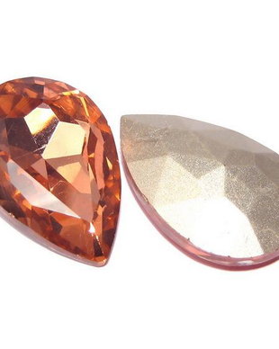Cabochon din sticla, lacrima, 10x7 mm, peach