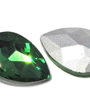 Cabochon din sticla, lacrima, 10x7 mm, verde