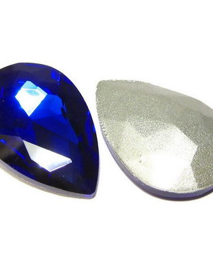 Cabochon din sticla, lacrima, 10x7 mm, safir