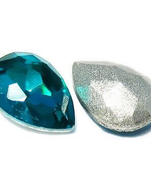 Cabochon din sticla, lacrima, 8x6 mm, turcoaz