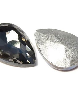 Cabochon din sticla, lacrima, 8x6 mm, gri