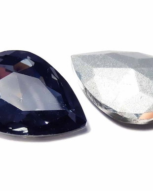 Cabochon din sticla, 14x10 mm, bleumarin