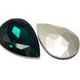 Cabochon din sticla, 14x10 mm, verde smarald