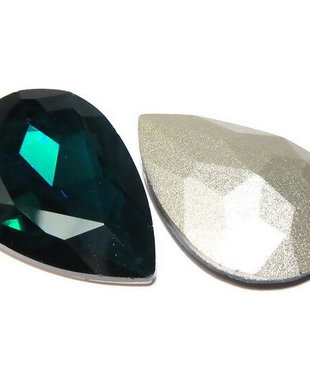 Cabochon din sticla, 14x10 mm, verde smarald