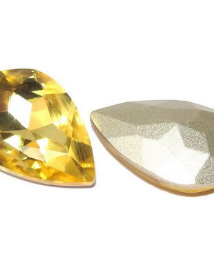 Cabochon din sticla, 14x10 mm, citrin
