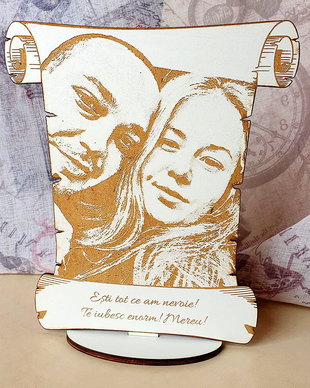Pergament cu POZA GRAVATA - si MESAJ personalizat