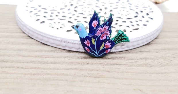 Martisor ceramic pictat manual "Hippie Dove" 2