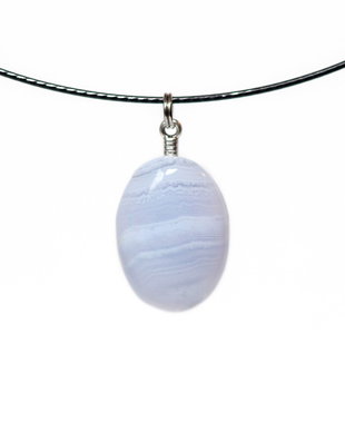 Pandantiv calcedonie/agat dantelat oval 21x15x4mm