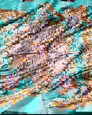 Esarfa print baroc , verde menta