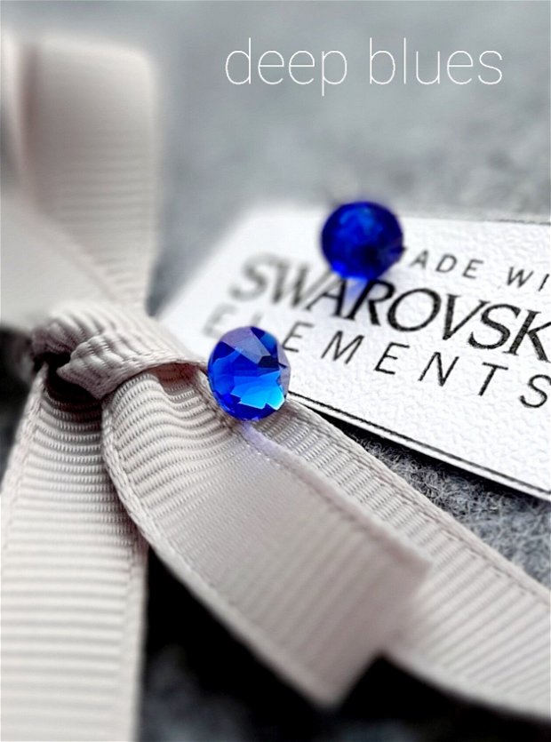 Cercei argint 925 și Swarovski Elements Albastru Safir 6.5 mm