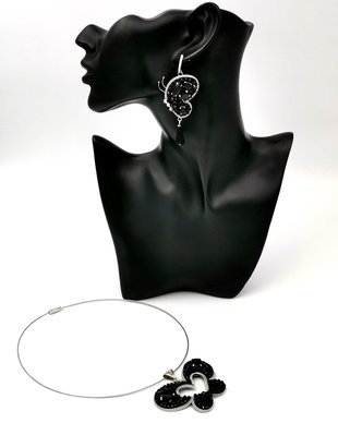 Set Colier și Cercei - Black Butterfly