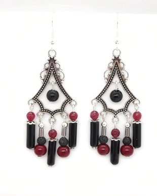 Cercei candelabru agat negru