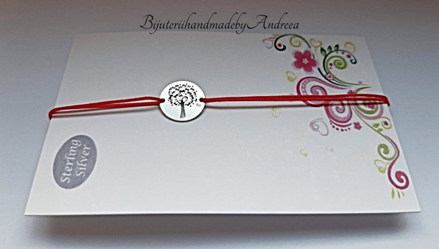 Bratara snur si link banut 12mm argint 925 copacul vietii