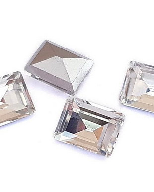 Cabochon din sticla, dreptunghi, 8x6 mm, Cristal