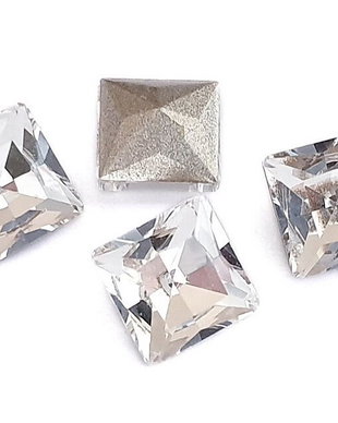 Cabochon din sticla, patrat, 6x6 mm, Cristal