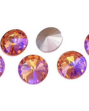 Cabochon din sticla, rotund, 8 mm, AB, DarkSalmon
