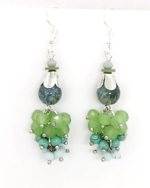 Cercei ciorchina bleu-green pastel(rezervat )