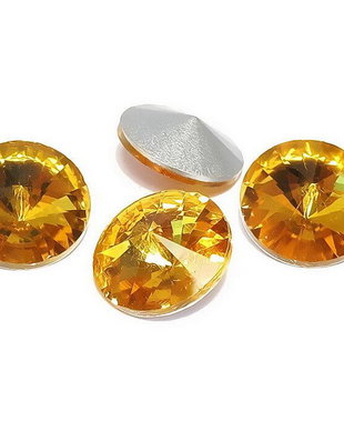 Cabochon din sticla, 10 mm, galben floarea soarelui