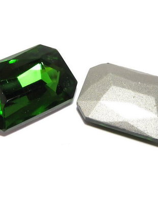 Cabochon din sticla, octogonal, 18x13 mm, green