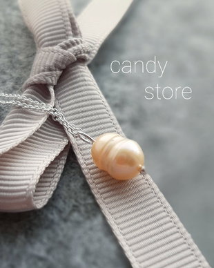 Colier minimalist din argint 925 cu perlă de cultura Peach
