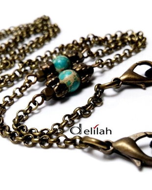 Lant pentru ochelari din bronz si regalit turcoaz