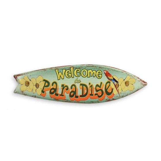 Decoratiune din metal cu "WELCOME TO PARADISE"