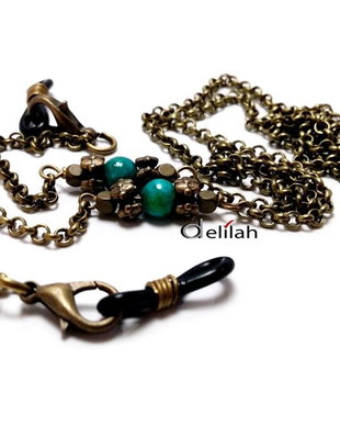 Lant bronz pentru ochelari cu chrysocolla