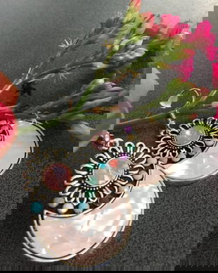 Cercei statement cu sidef și pietricele