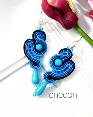 Cercei turcoaz,  Cercei lungi soutache