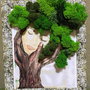 Tablou licheni Fata verde cu parul padure