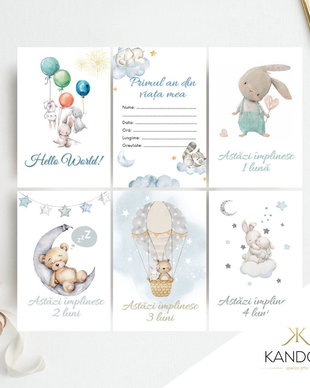 Set 18 cartonașe pentru nou-născut "Primul an", Kandor Special Gifts, 10X15, Baby Milestone