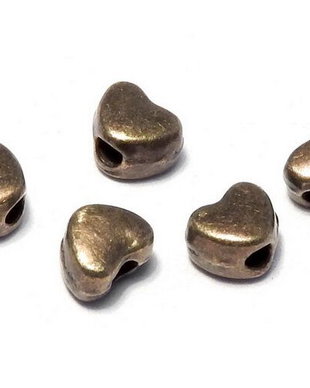 Distantier metalic, inimioara, bronz, 3.5x4 mm