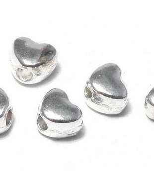 Distantier metalic, inimioara, argintiu antichizat, 3.5x4 mm
