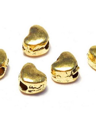 Distantier metalic, inimioara, auriu antichizat, 3.5x4 mm